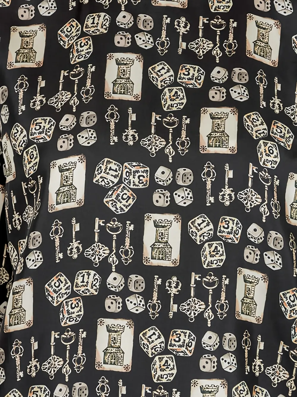Pre-owned Dolce & Gabbana Keys Dice Silk Top In Black