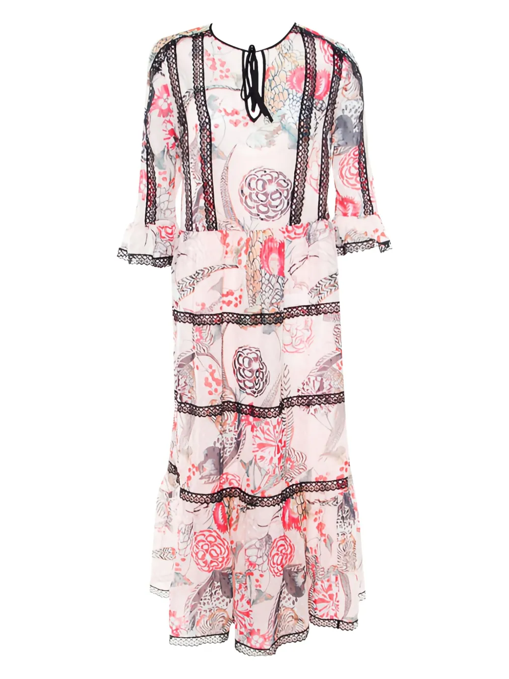 Temperley London Maxi-jurk met afwerking van kant - Beige
