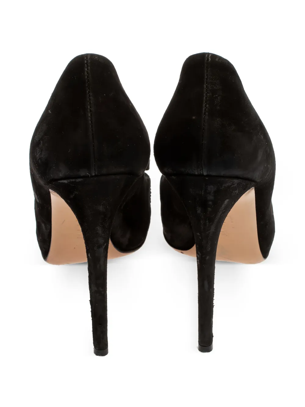 Pre-owned Ferragamo Suede Bow Pumps In Black