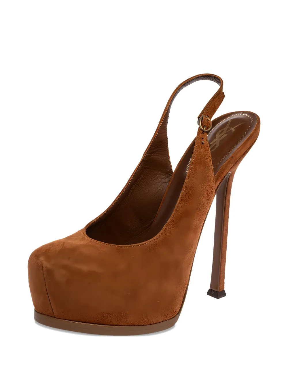 Saint Laurent Pre-Owned Tribtoo slingback sandalen met plateauzool - Bruin