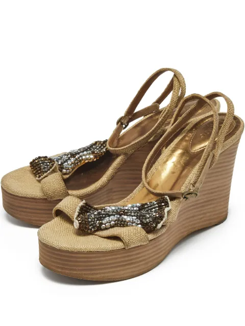 Chloé Pre-Owned 105mm crystal-embellished wedge sandals