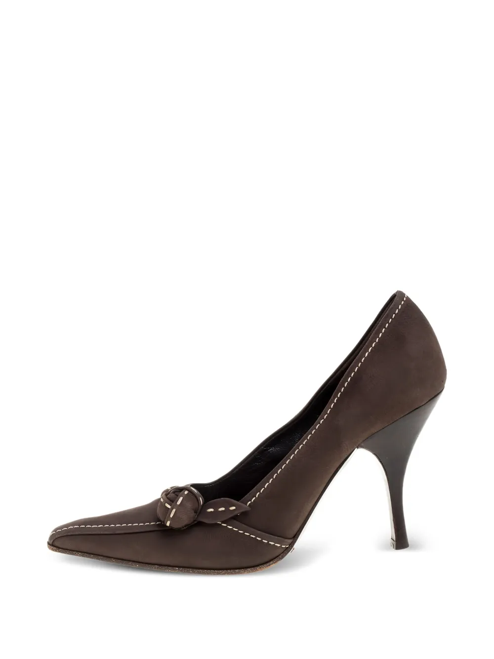 Prada Pre-Owned 95 mm pumps met gestikte strik - Bruin