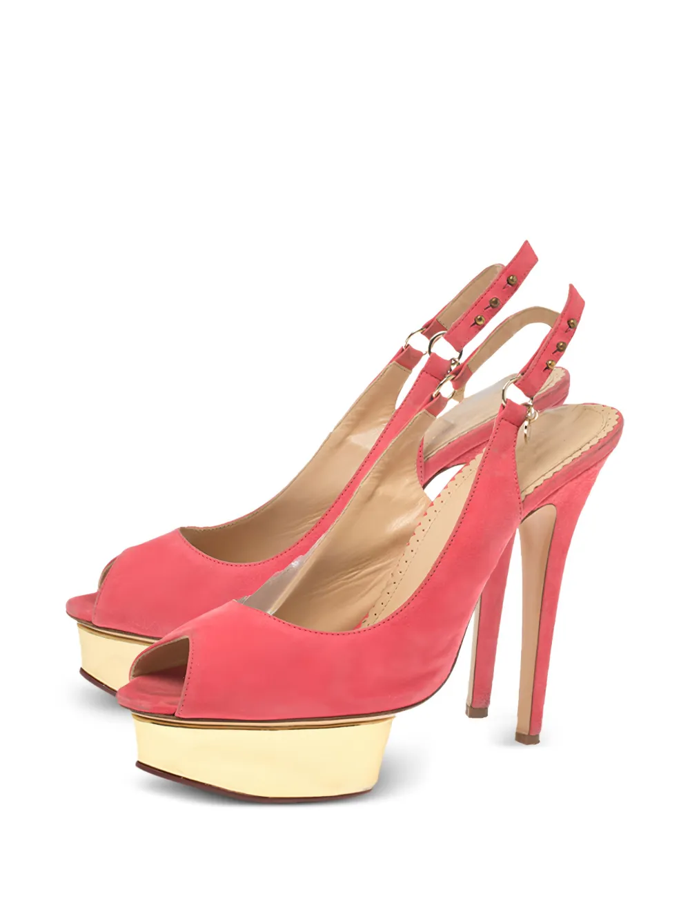 Charlotte Olympia Pre-owned 145 mm Bon Bon slingback pumps met plateauzool - Roze