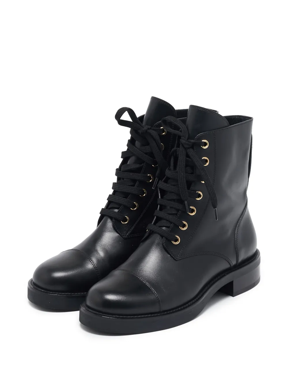 Louis Vuitton Pre-Owned Leren veterlaarzen - Zwart