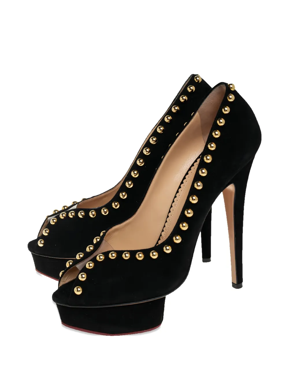 Charlotte Olympia 140 mm Dolly pumps met plateauzool en studs - Zwart