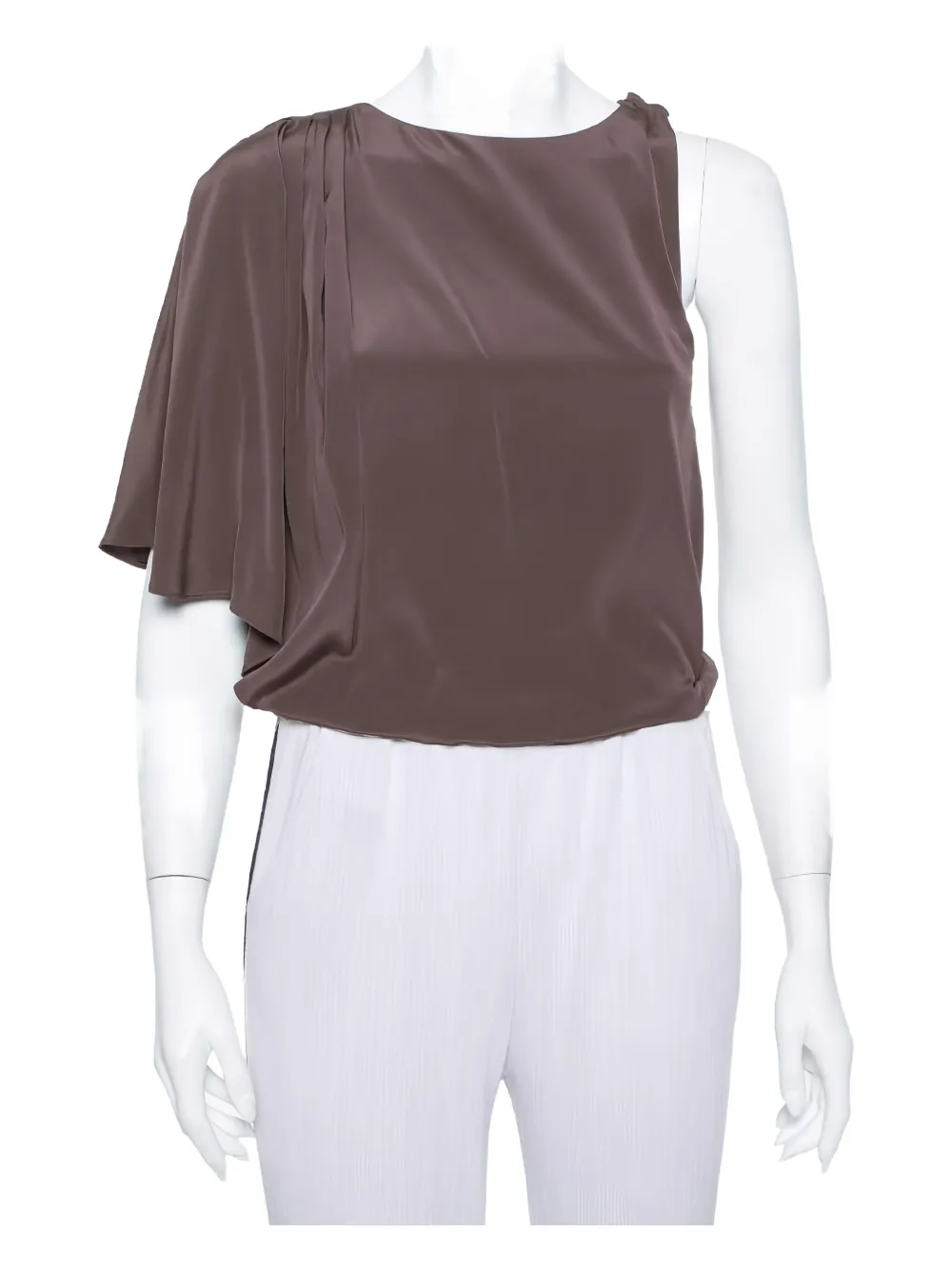 Pre-owned Alice And Olivia Draped Asymmetrical Blouse In Brown