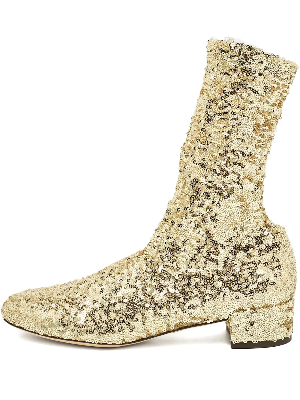 Dolce & Gabbana Pre-Owned 2024 30mm sequined ankle boots - ゴールドトーン Dolce & Gabbana Pre-Owned 2024 30mm sequined ankle boots - ゴールドトーン