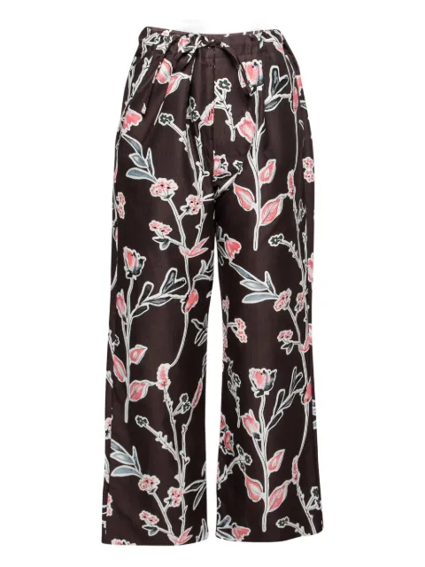 Marni Pre-Owned floral-print tie waist trousers