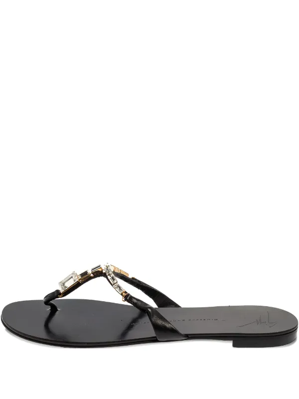 Giuseppe Zanotti Vintage ビジュートリム レザーサンダル | ブラック 
