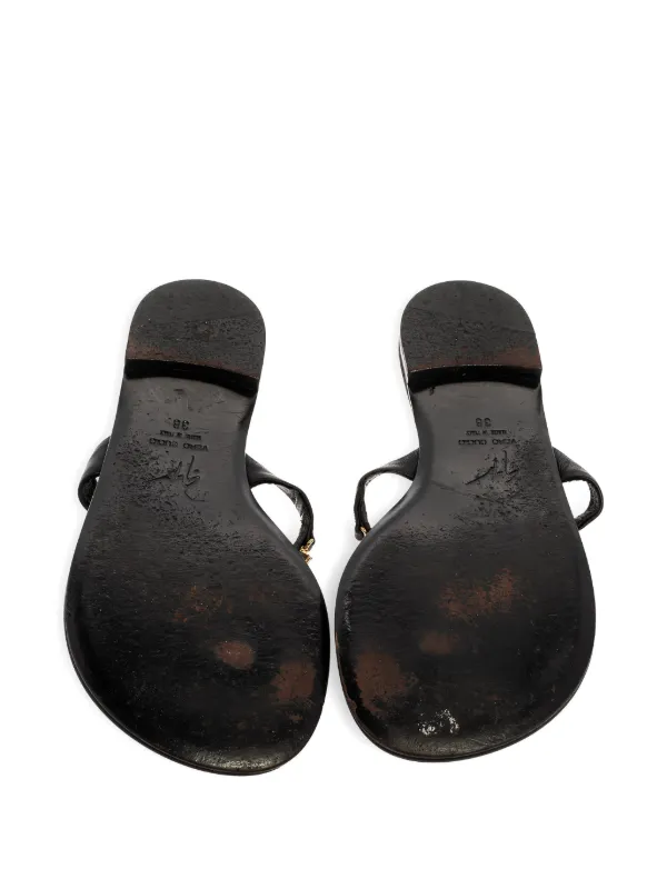 Giuseppe Zanotti Vintage ビジュートリム レザーサンダル | ブラック