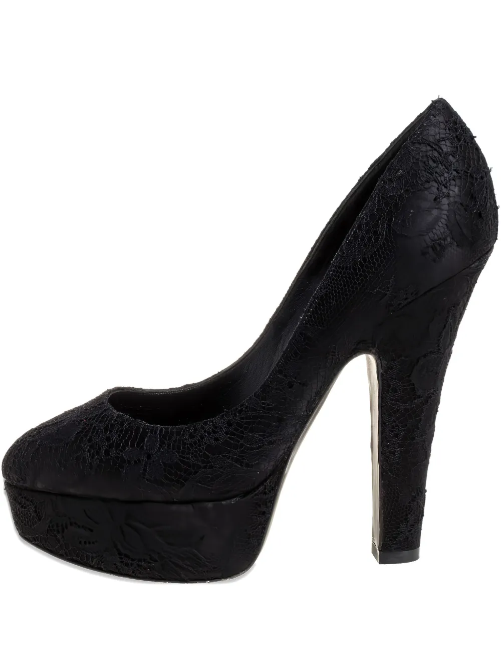 Pre-owned Dolce & Gabbana 125mm Lace Platform Pumps