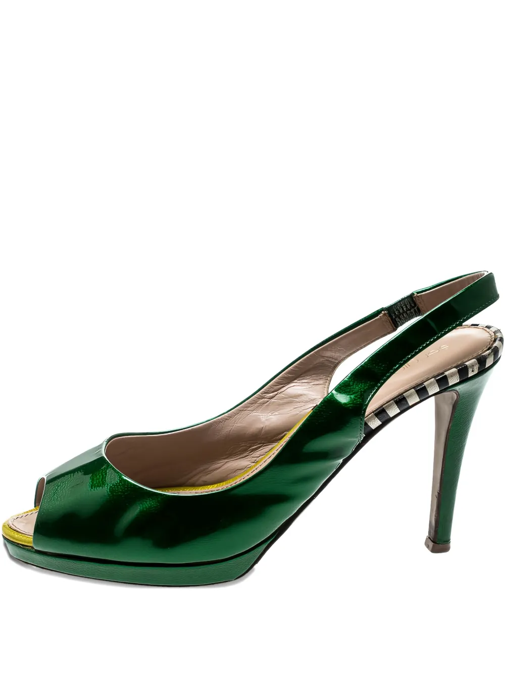 pre-owned 95mm patent-leather slingback pumps