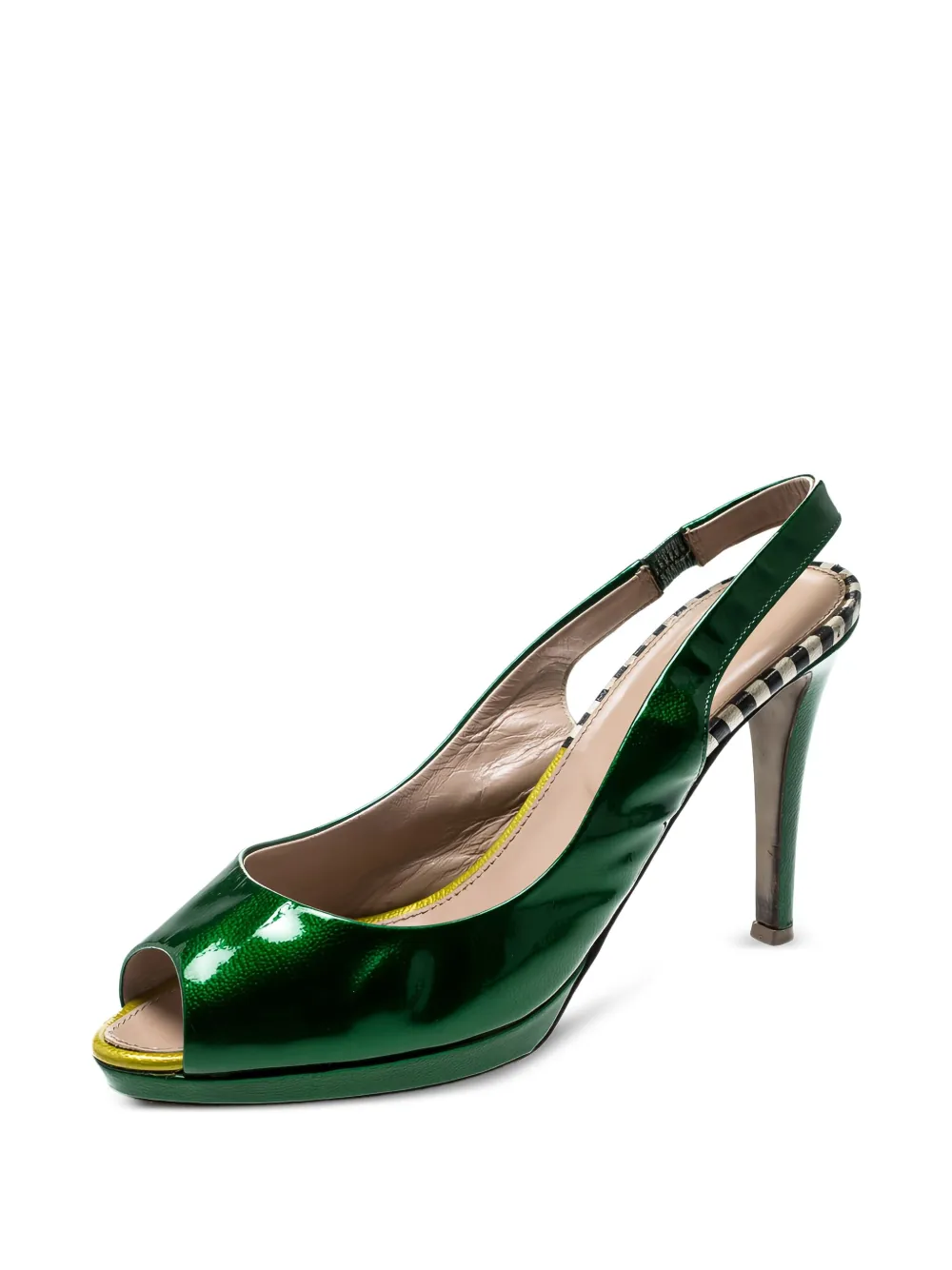 Sergio Rossi Vintage Pre-owned 95 mm lakleren slingback pumps - Groen