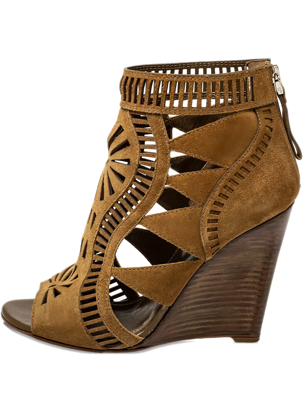 Sergio Rossi pre-owned 105mm laser-cut wedge boots | Brown | Image 1