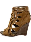 Sergio Rossi pre-owned 105mm laser-cut wedge boots - Brown
