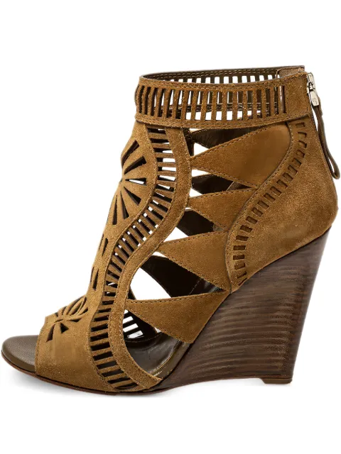 Sergio Rossi pre-owned 105mm laser-cut wedge boots