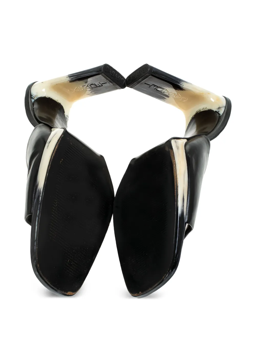 Pre-owned Casadei 110mm Leather Heeled Sandals In Black