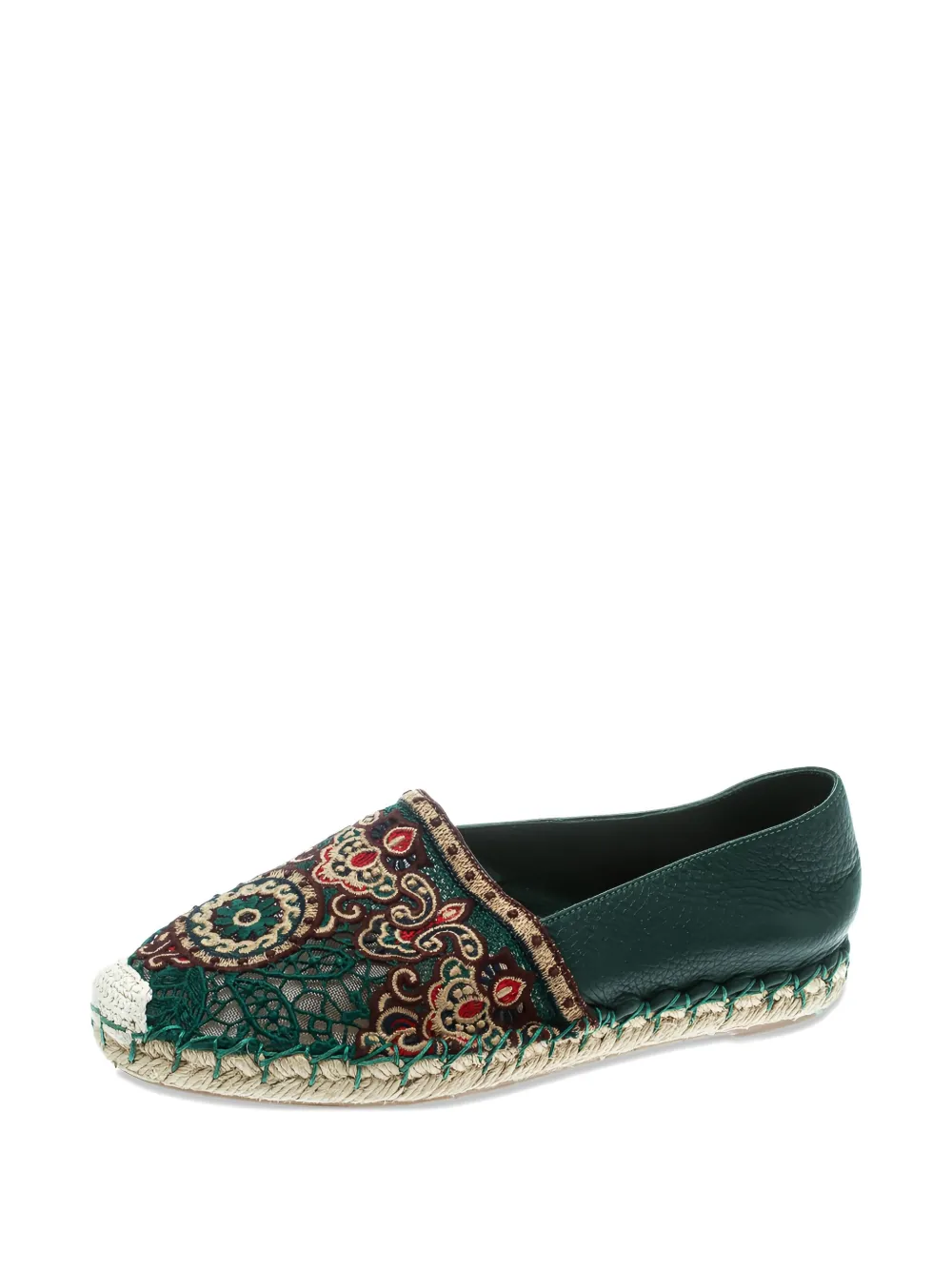Valentino Garavani Pre-Owned Leren espadrilles met kant - Groen