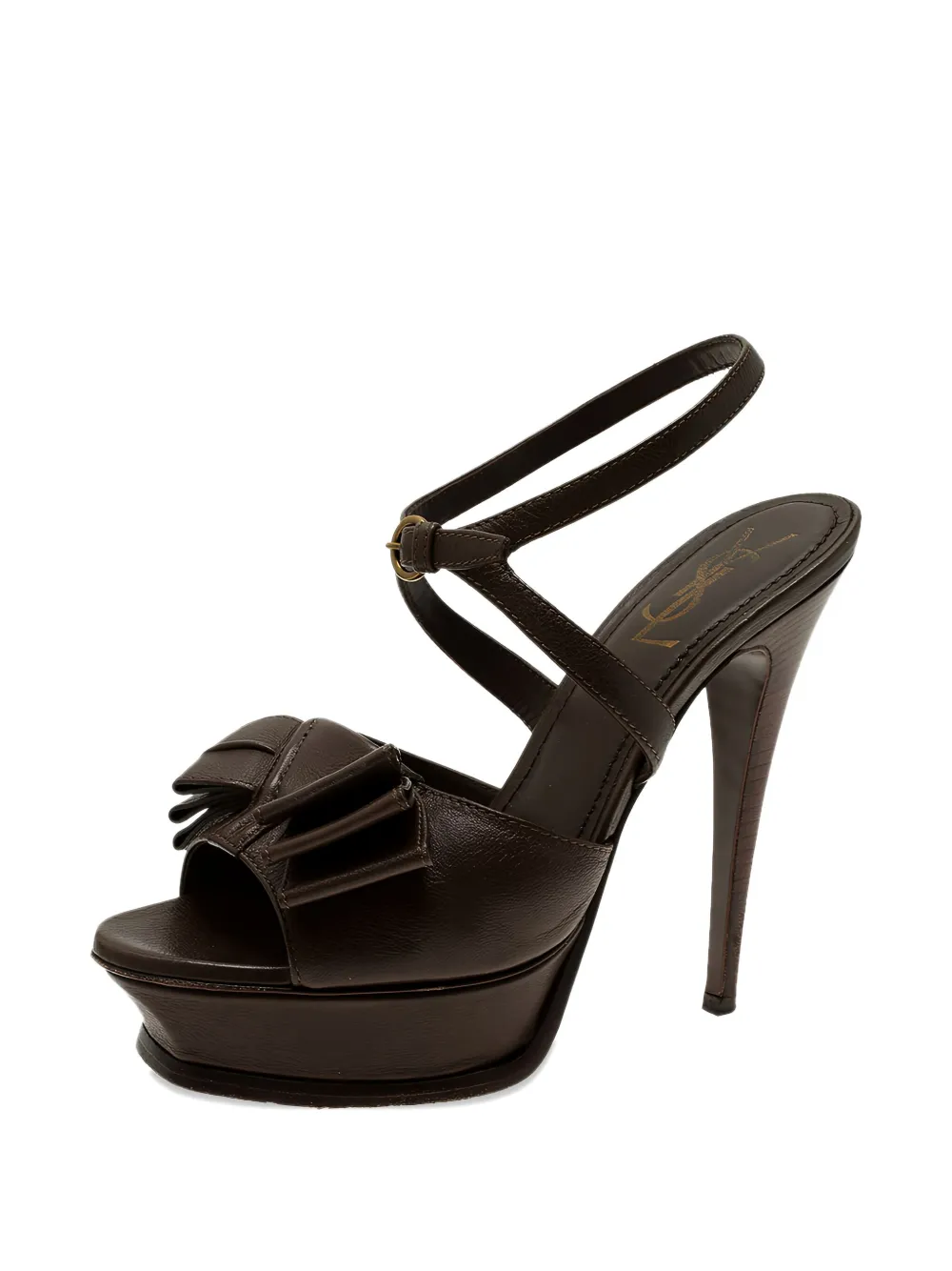 Saint Laurent Pre-Owned 140 mm Y-Bow sandalen met plateauzool - Bruin