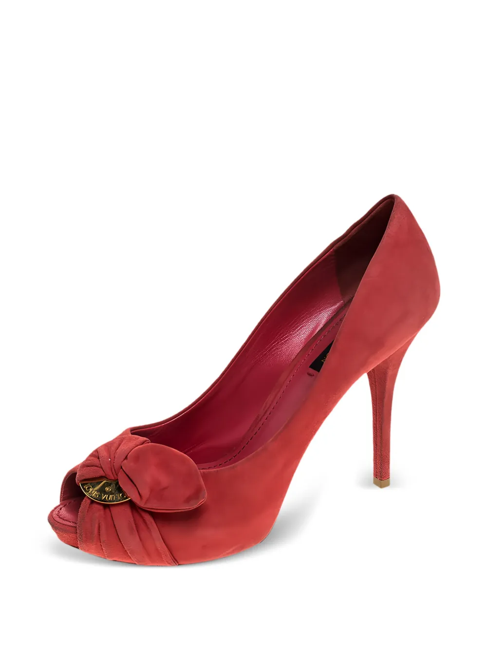 Louis Vuitton Pre-Owned 110 mm pumps met open neus, strik en ruches - Rood