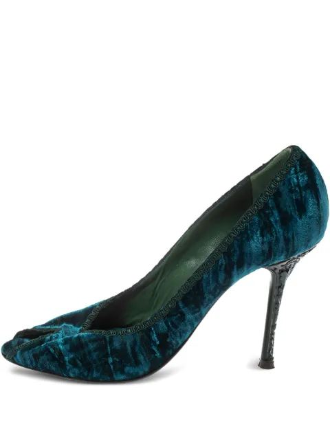 Le Silla 100mm pre-owned velvet peep-toe pumps