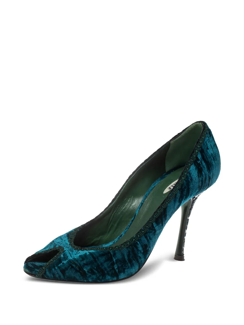 Le Silla Pre-owned 100 mm fluwelen pumps met open neus - Blauw
