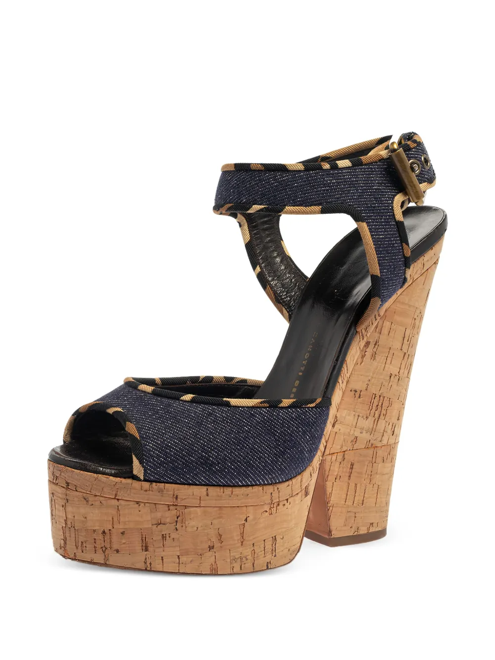 Giuseppe Zanotti Vintage Pre-owned 155 mm denim sandalen met plateauzool - Blauw