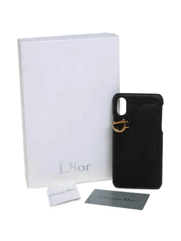 Christian Dior Pre-Owned logo-charm Leather iPhone X Case | Black