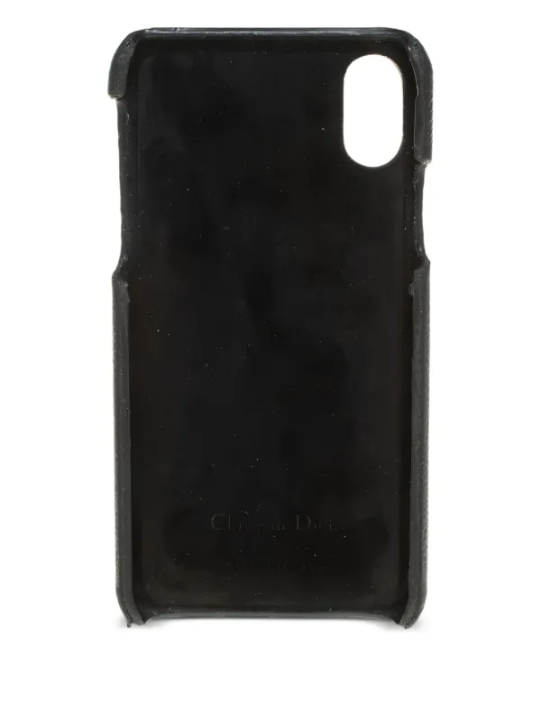 Dior ロゴチャーム付き 黒レザーケース iPhone X 対応　希少　完売品 Christian Dior Pre-Owned ロゴチャーム iPhone X ケース | ブラック