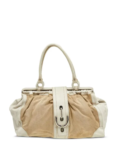 Tod's Vintage leather-trim canvas tote bag