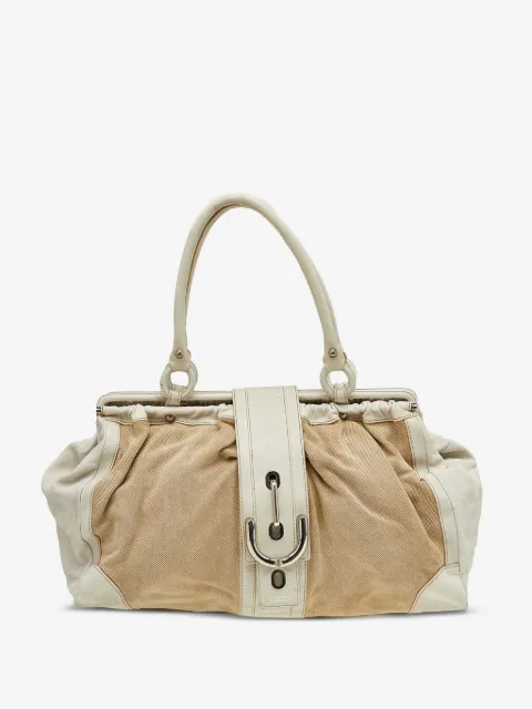 Tod's Vintage leather-trim canvas tote bag