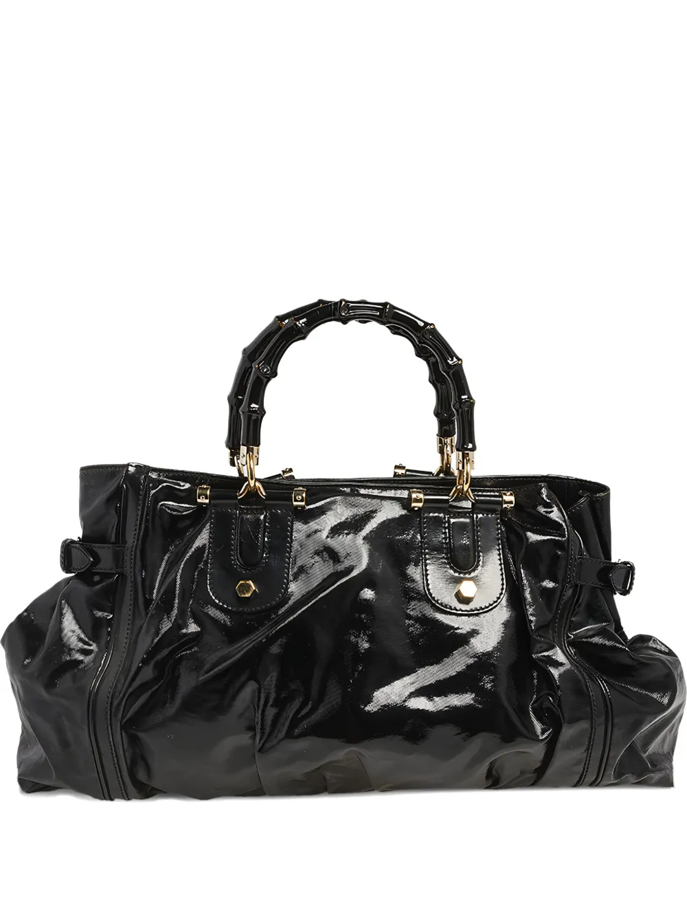 Pre-owned Gucci 2023 Dialux Pop Bamboo Handbag In Black