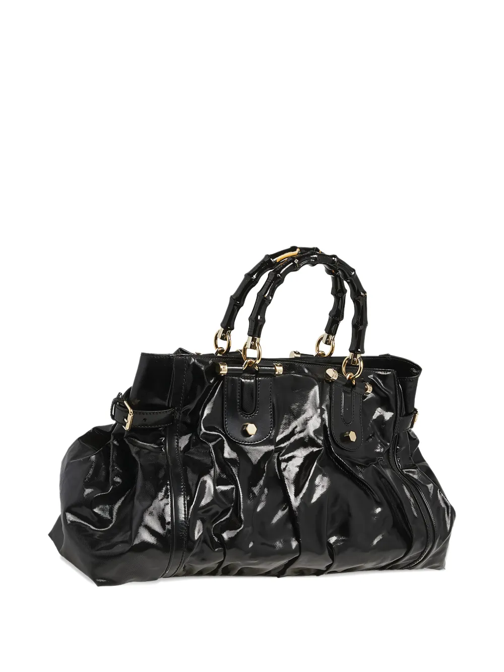Pre-owned Gucci 2023 Dialux Pop Bamboo Handbag In Black