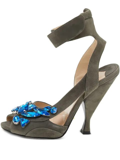Prada Pre-Owned 125mm suede gemstone sandals