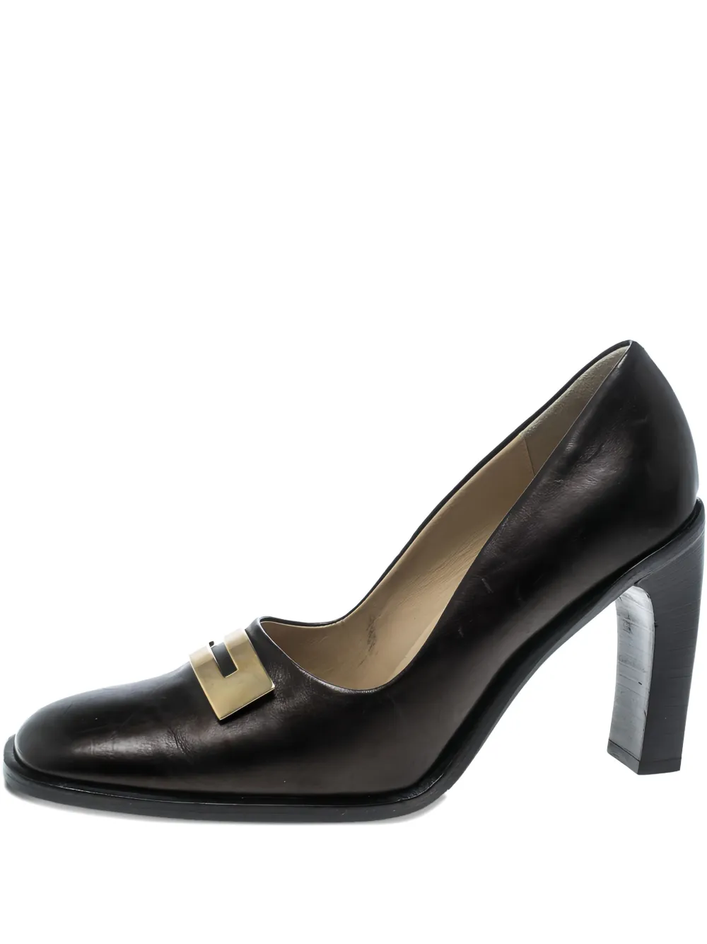 95mm leather square toe pumps