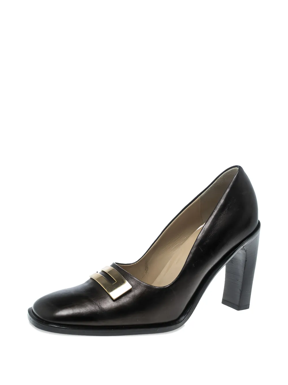 Gucci Pre-Owned 95 mm leren pumps met vierkante neus - Zwart