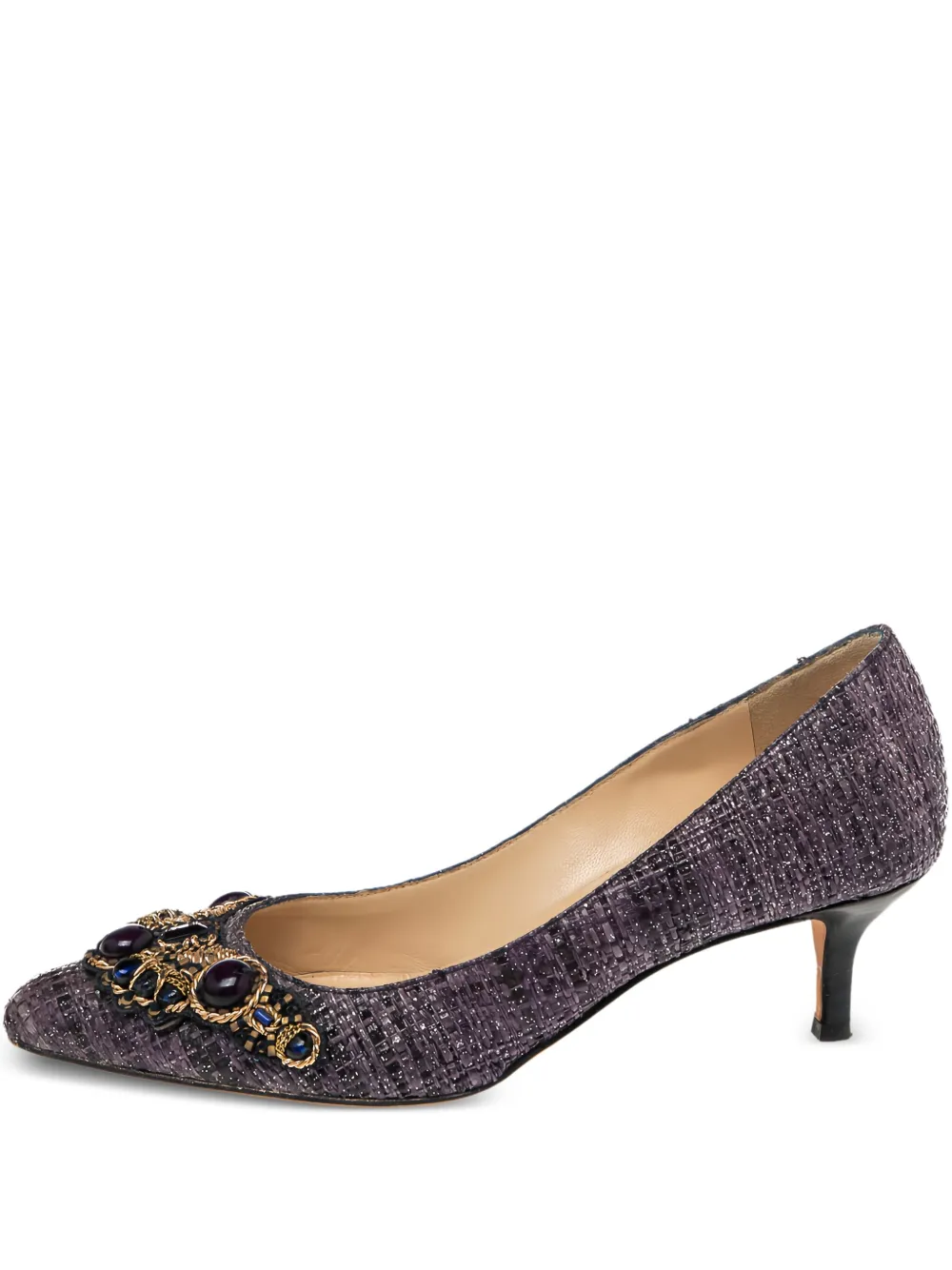Oscar de la Renta Pre-Owned 2023 50mm raffia embellished pumps | Purple | Image 1