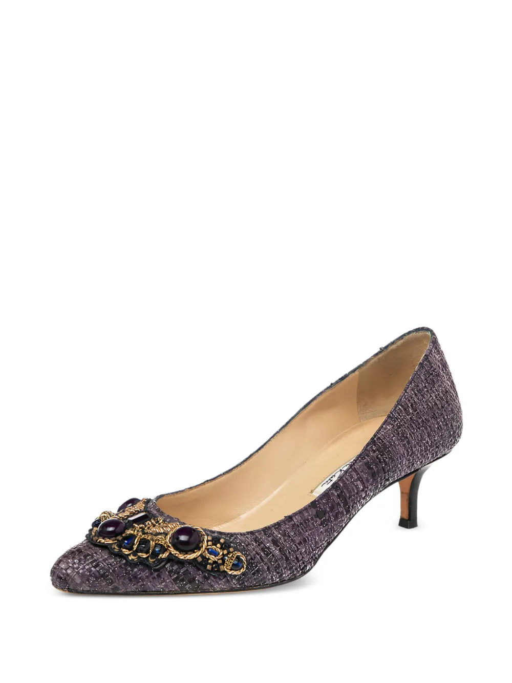 Oscar de la Renta Pre-Owned 2023 50mm raffia embellished pumps | Image 2