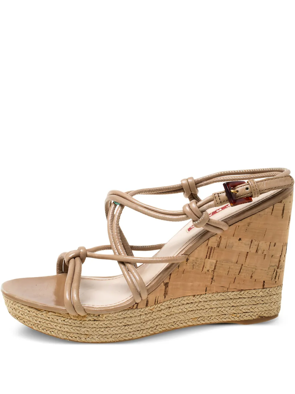 Pre-owned Prada 100mm Knotted-strap Wedge Sandals