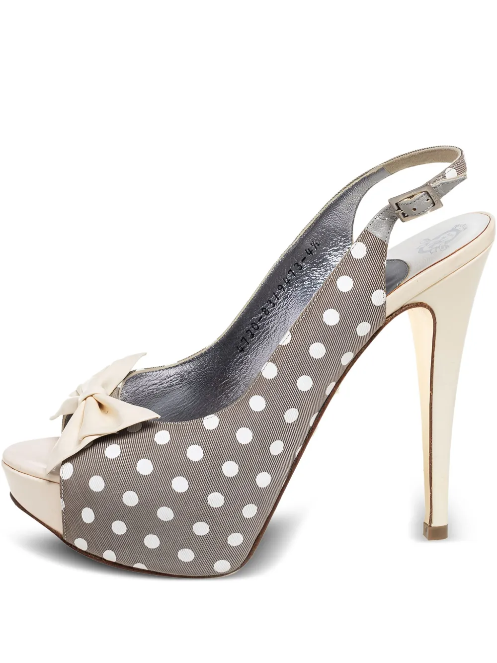 Gina pre-owned 130m polka-dot sandals | Grey | Image 1