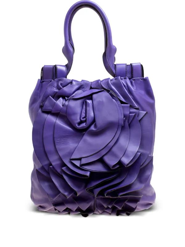 Sac Fourre-tout Valentino En Cuir Pétales Noir - Neuf Avec étiquettes - Fabriqué En Italie