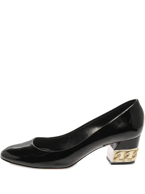 Casadei Vintage 50mm patent leather chain heel pumps