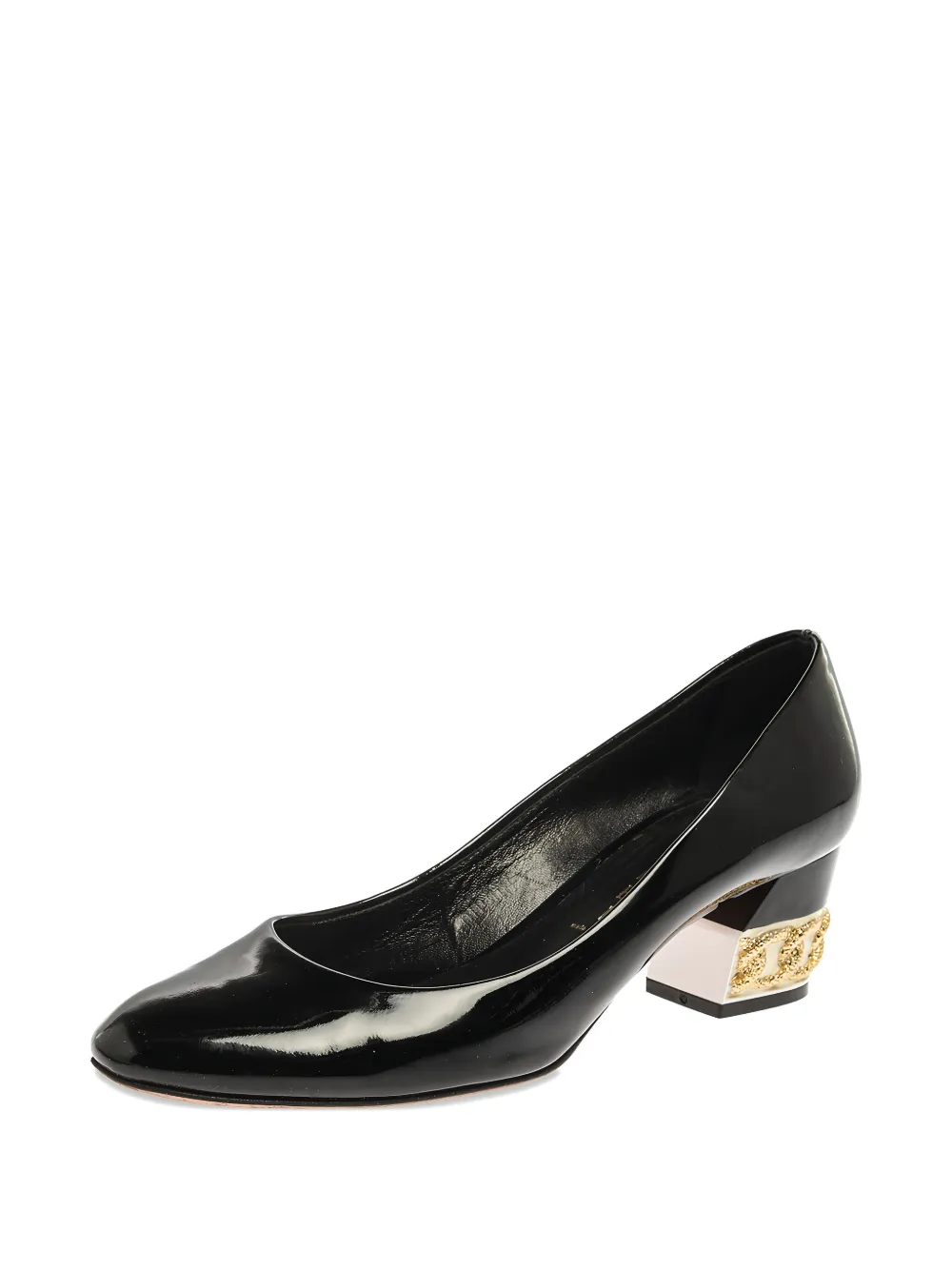 Casadei Vintage 50mm patent leather chain heel pumps | Image 2