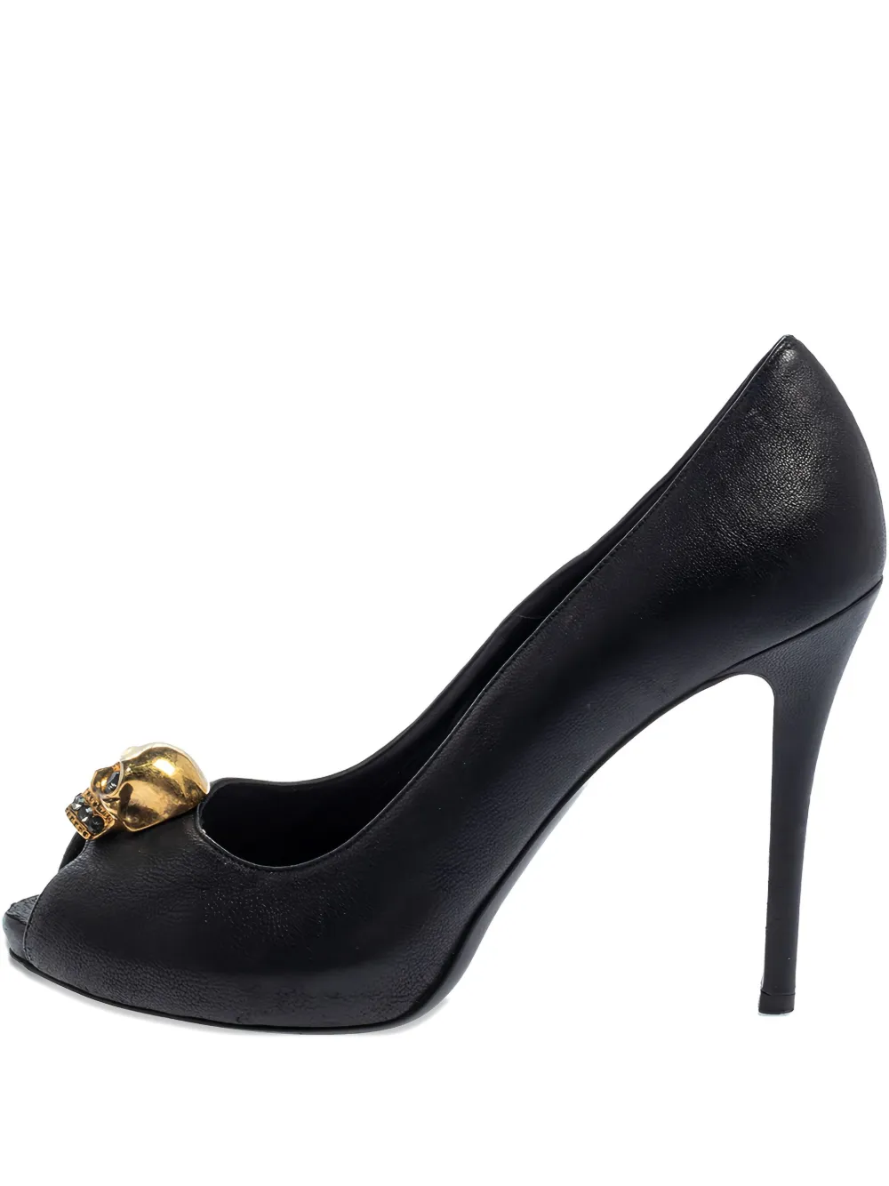 Pre-owned Alexander Mcqueen 110mm Skull-embellished Peep-toe Pumps