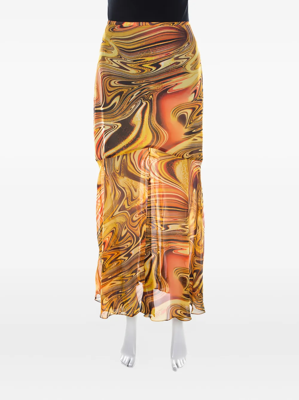 Pre-owned Escada 2024 Swirl-print Silk Skirt