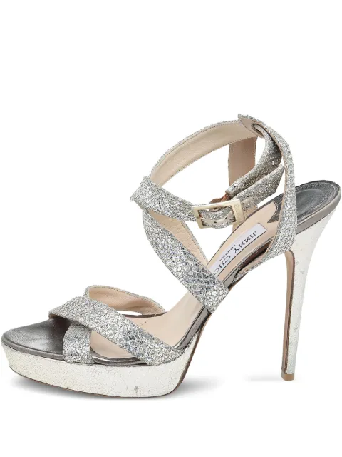 Jimmy Choo Pre-Owned sandalias metalizadas con tiras y tacón de 135mm