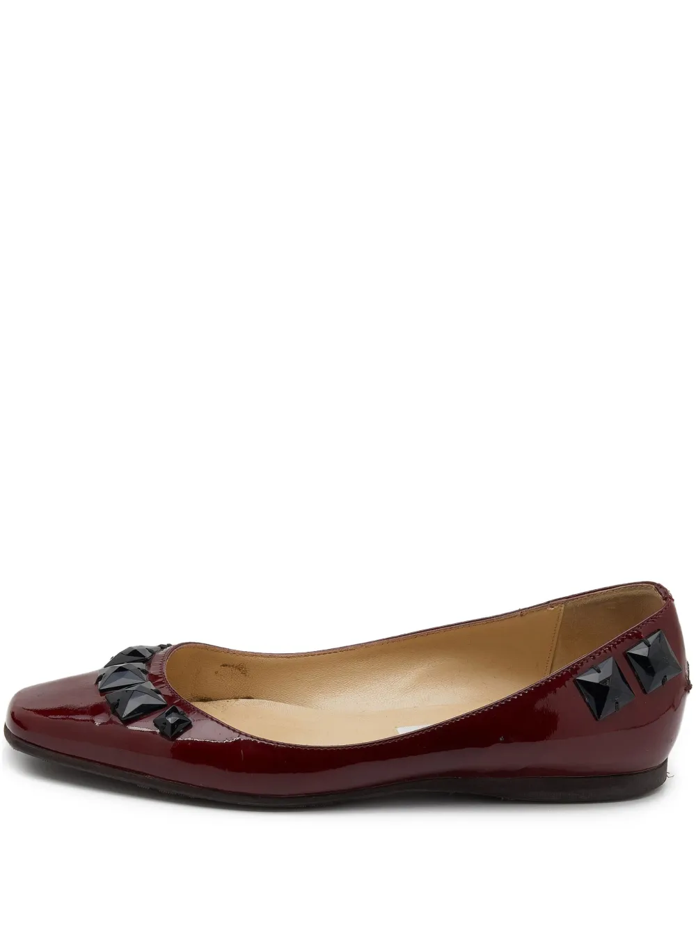 Jimmy Choo Pre-Owned stud-embellished ballet flats | Red | Image 1