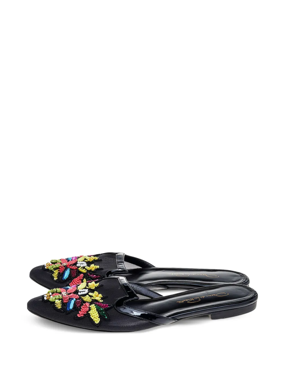 Oscar de la Renta Pre-Owned embroidered flat mules | Image 2