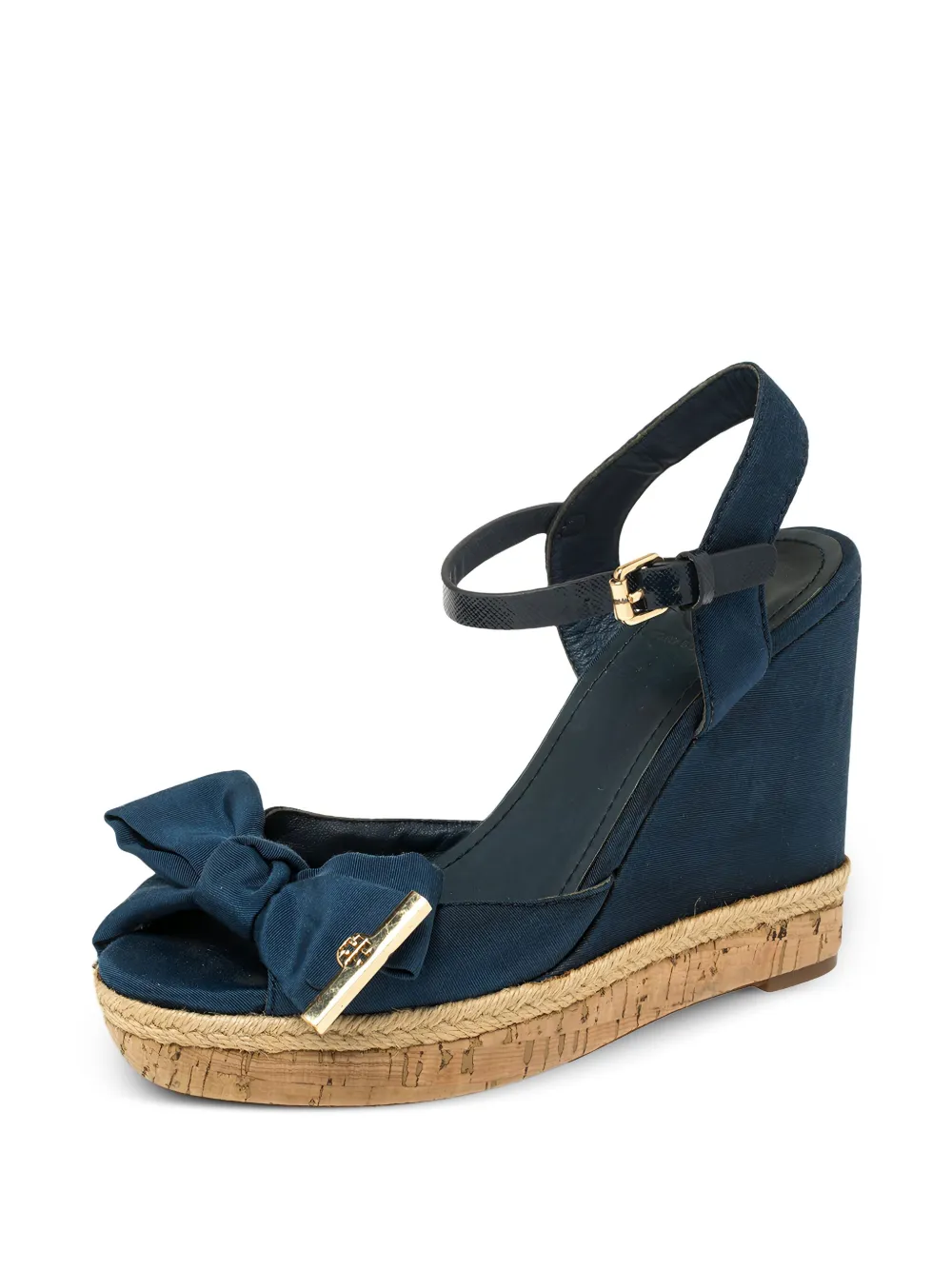 Tory Burch 115 mm pre-owned sandalen met sleehak en strikdetail - Blauw