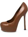 Saint Laurent Pre-Owned 140mm platform pumps - Brown